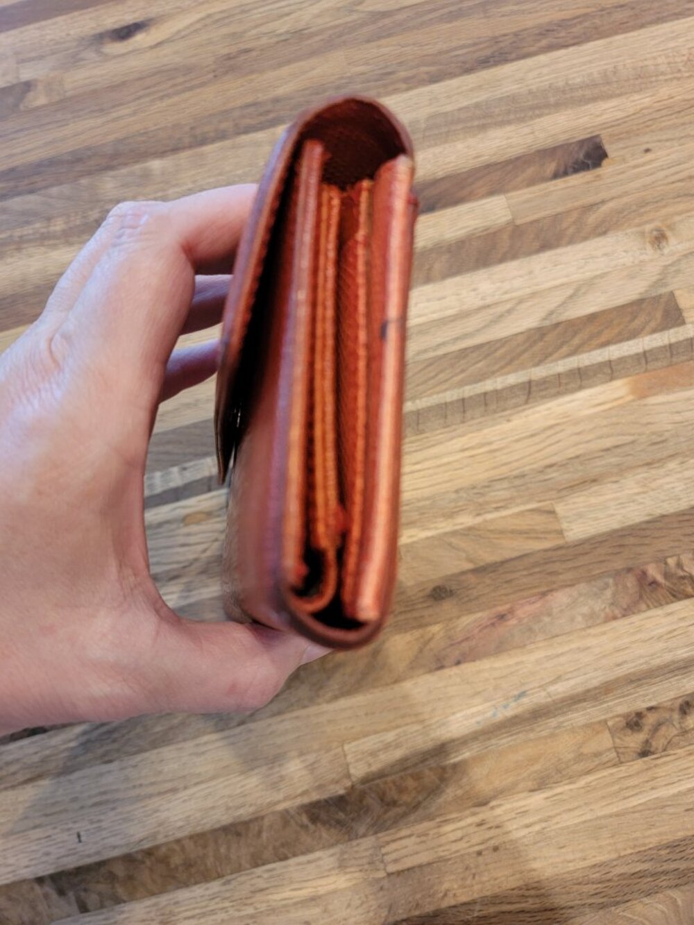Vintage Kate Spade Burnt Orange Snake Embossed Long Leather Tri Fold Wallet - Picture 8 of 15